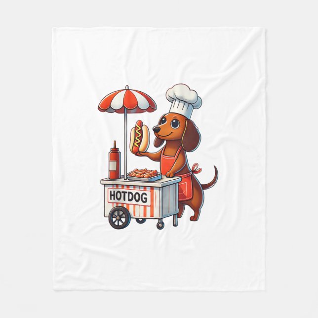 Funny Dackel Hund Würstchen Wurst Hotdog Sandwich Fleecedecke (Vorderseite)