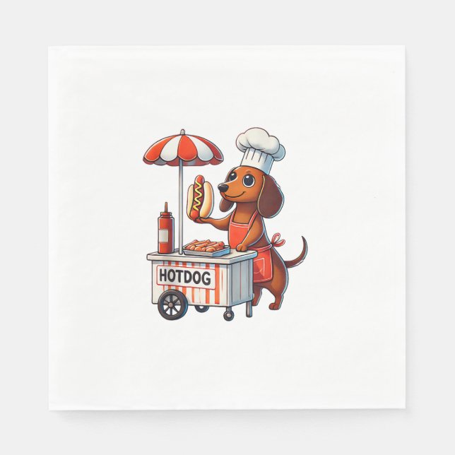 Funny Dackel Hund Würstchen Wurst Hotdog Sandwich Serviette (Vorderseite)