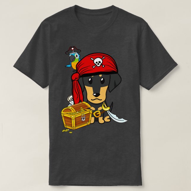 Funny Dackel ist ein Pirat T-Shirt (Design vorne)