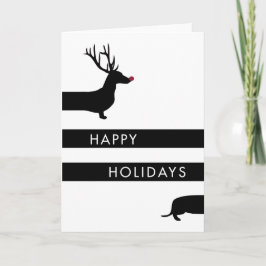 Funny Dackel mit Anglern Happy Holidays Feiertagskarte