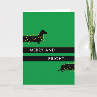 Funny Dackel mit Weihnachtsbeleuchtung Feiertagskarte