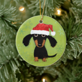 Funny Dackel Santa Clause Dackel Hund Weihnachten Keramik Ornament