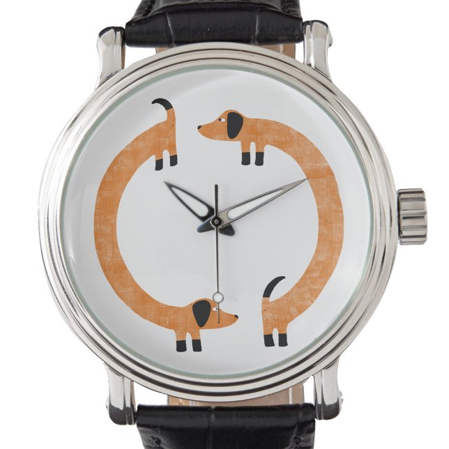 Funny Dackel Sausage Dog Armbanduhr (Fun Dachshund Wiener Sausage Dog watch)