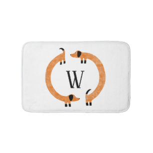 Funny Dackel Sausage Dog Monogramm Badematte