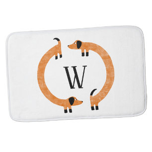 Funny Dackel Sausage Dog Monogramm Badematte