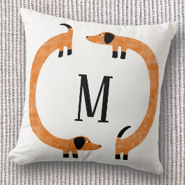 Funny Dackel Sausage Dog Monogramm Kissen