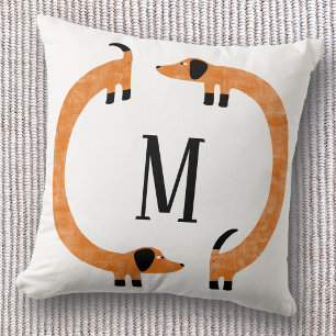 Funny Dackel Sausage Dog Monogramm Kissen