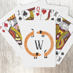 Funny Dackel Sausage Dog Monogramm Spielkarten<br><div class="desc">Niedliche und lustige Dackel,  Wursthunde oder Dackel Hunde in ständiger Bewegung. Anpassen durch Ändern oder Entfernen des Initials.</div>