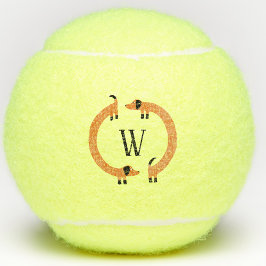 Funny Dackel Sausage Dog Monogramm Tennisbälle