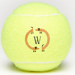 Funny Dackel Sausage Dog Monogramm Tennisbälle