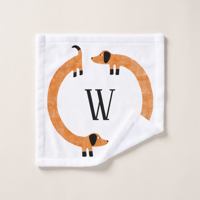 Funny Dackel Sausage Dog Monogramm Waschlappen (Waschlappen)