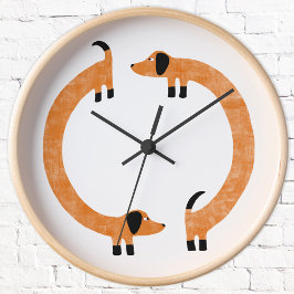 Funny Dackel Sausage Dog Runde Wanduhr