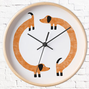 Funny Dackel Sausage Dog Runde Wanduhr