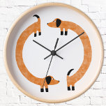 Funny Dackel Sausage Dog Uhr<br><div class="desc">Niedliche und lustige Dackel, Wursthunde oder Dackel Hunde in ständiger Bewegung.</div>