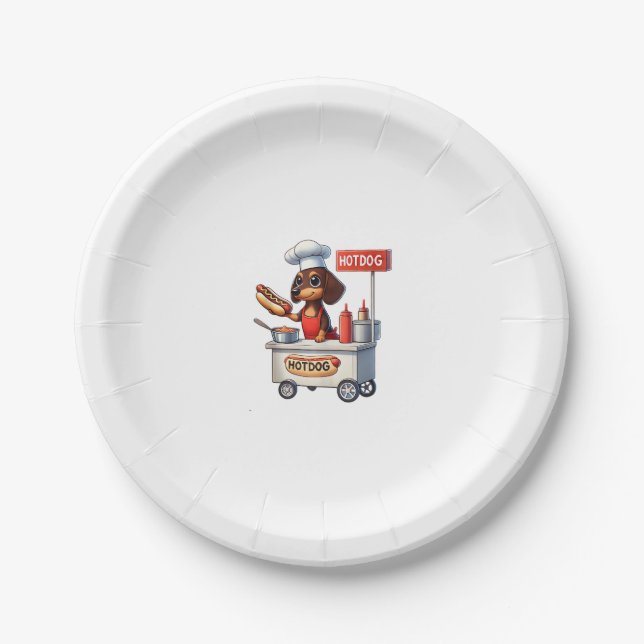 Funny Dackel Sausage Dog Würstchen Hotdog Sandwich Pappteller (Vorderseite)