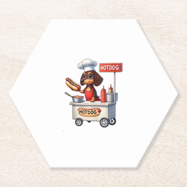 Funny Dackel Sausage Dog Würstchen Hotdog Sandwich Untersetzer (Vorderseite)