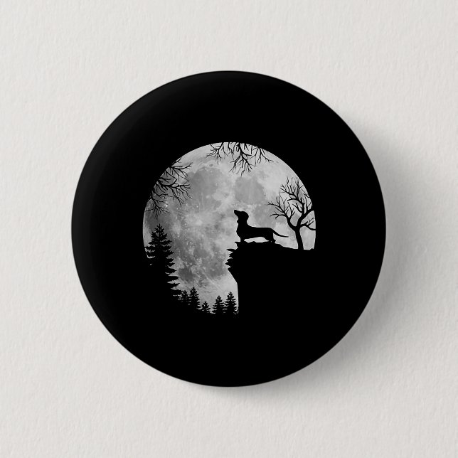 Funny Dackel und MondHalloween Hund Lover Costu Button (Vorderseite)