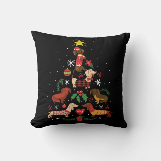 Funny Dackel Weihnachtsbaum Kissen (Vorderseite)