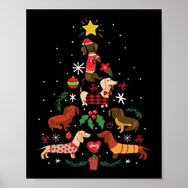 Funny Dackel Weihnachtsbaum Poster (Vorne)