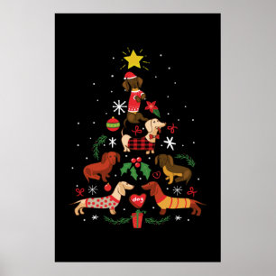 Funny Dackel Weihnachtsbaum Poster
