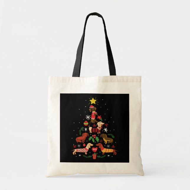 Funny Dackel Weihnachtsbaum Tragetasche (Vorne)