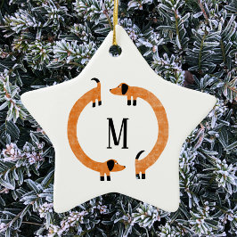 Funny Dackel Wurst Dog Monogram Keramik Ornam Keramik Ornament