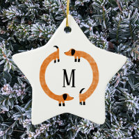 Funny Dackel Wurst Dog Monogram Keramik Ornam