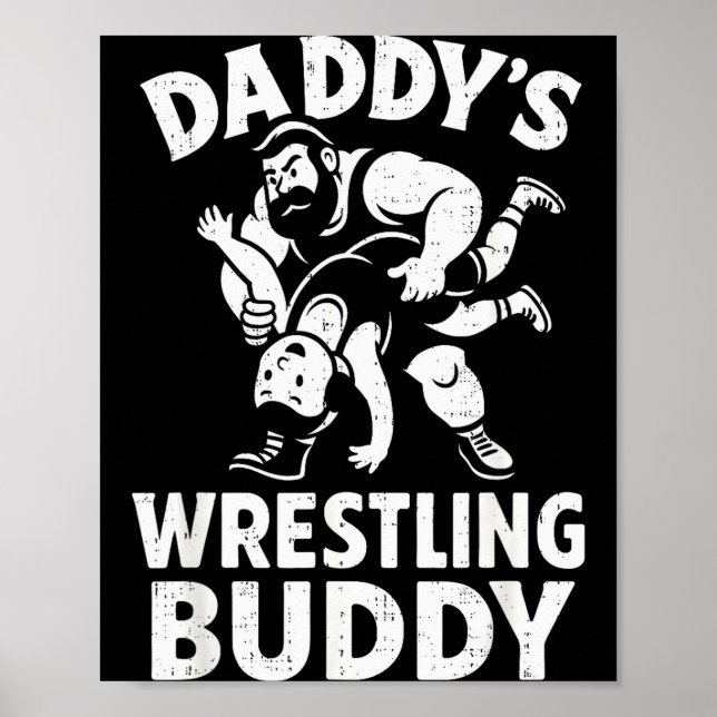 Funny Dad And Son Daughter Kids Wrestling Wrestler Poster (Vorne)