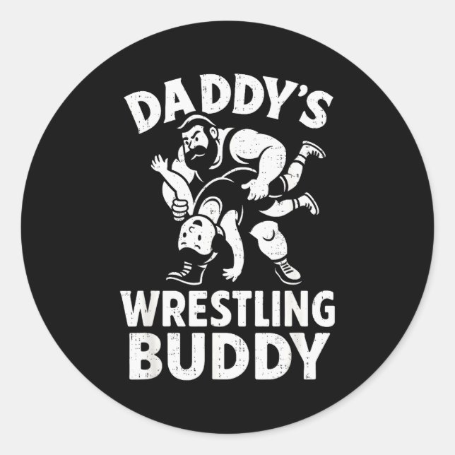 Funny Dad And Son Daughter Kids Wrestling Wrestler Runder Aufkleber (Vorderseite)