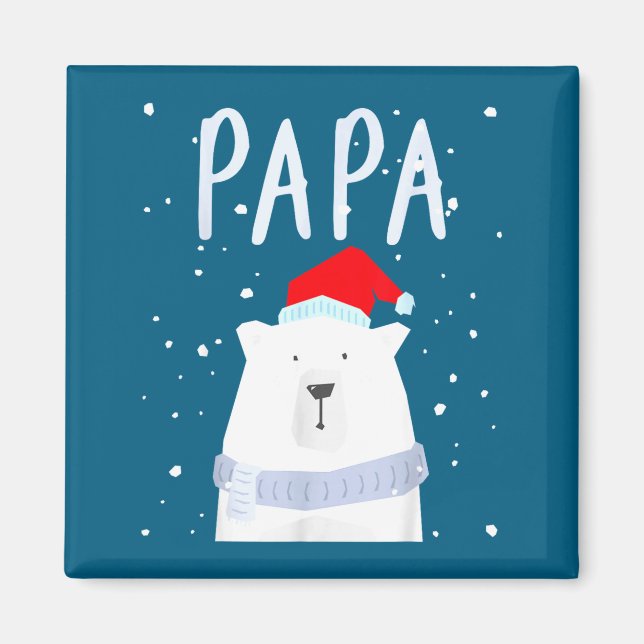 Funny Dad Bear Christmas Saint Hat Couples Family  Magnet (Vorne)