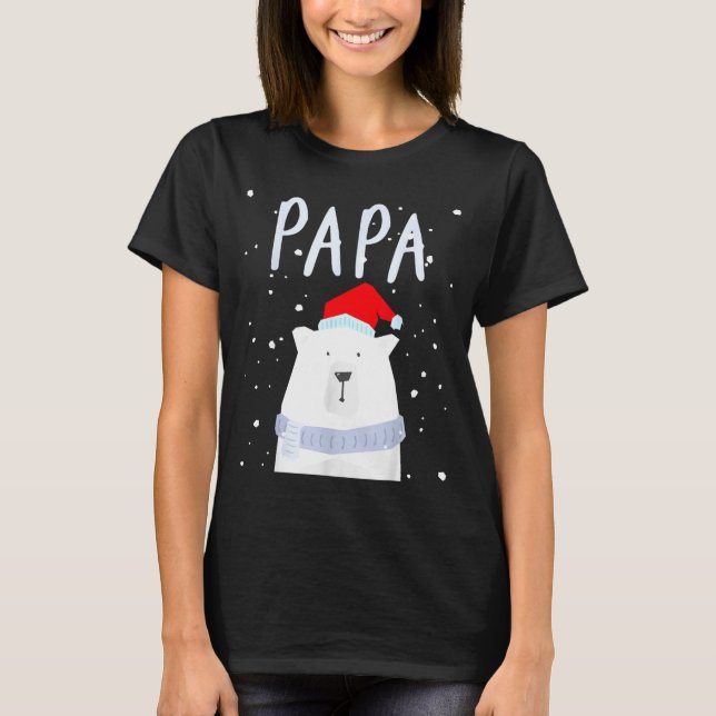 Funny Dad Bear Christmas Saint Hat Couples Family  T-Shirt (Vorderseite)
