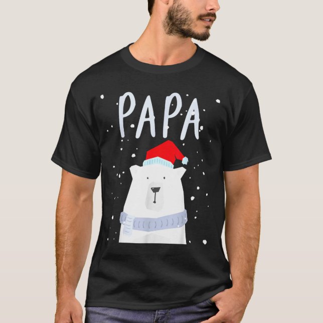 Funny Dad Bear Christmas Saint Hat Couples Family  T-Shirt (Vorderseite)