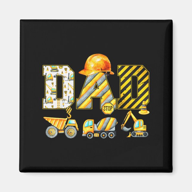 Funny Dad Construction Excavator Kids Matching Fam Magnet (Vorne)