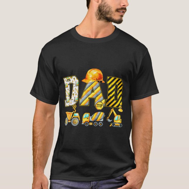 Funny Dad Construction Excavator Kids Matching Fam T-Shirt (Vorderseite)