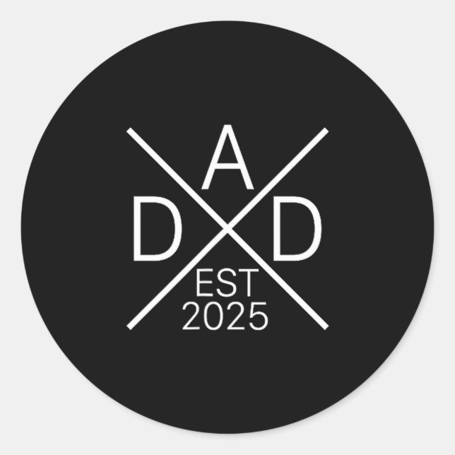 Funny Dad Est 2025 For New Dad Husband Baby Announ Runder Aufkleber (Vorderseite)