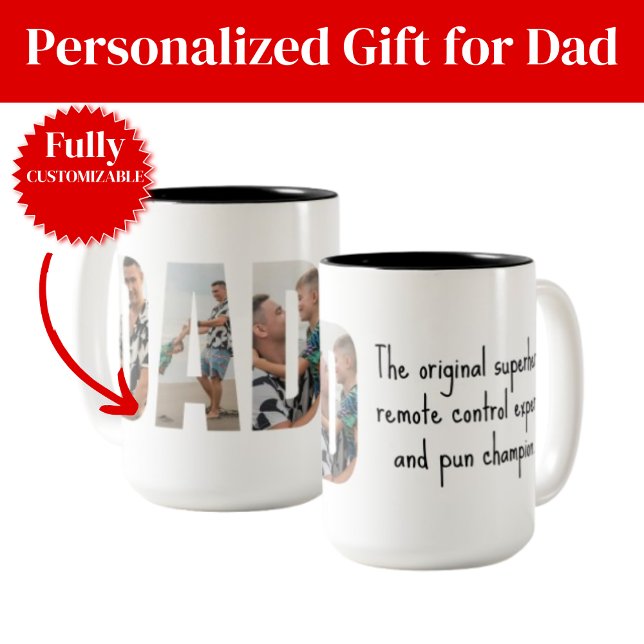 Funny Dad Mug – Original Superhero & Pun Champion Zweifarbige Tasse (Funny Dad Mug – Original Superhero & Pun Champion)