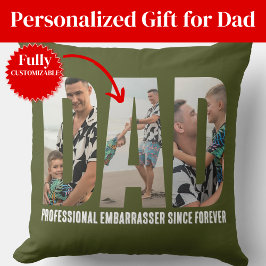 Funny Dad Photo Collage Throw Pillow Kissen