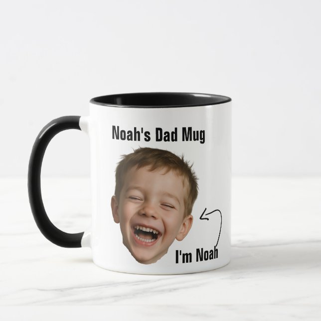 Funny Dad Photo Face Mug - Custom Joke Slogan Gift Tasse (Links)