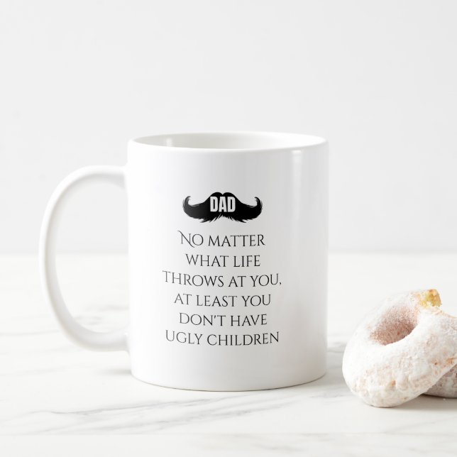 Funny Dad Quote Mustache Art Kaffeetasse (Mit Donut)