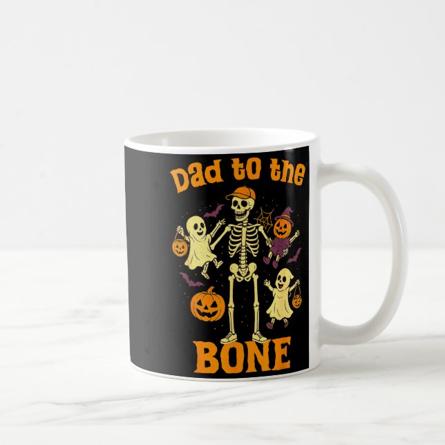 Funny Dad To The Bone Skeleton With Kids Halloween Kaffeetasse (Rechts)