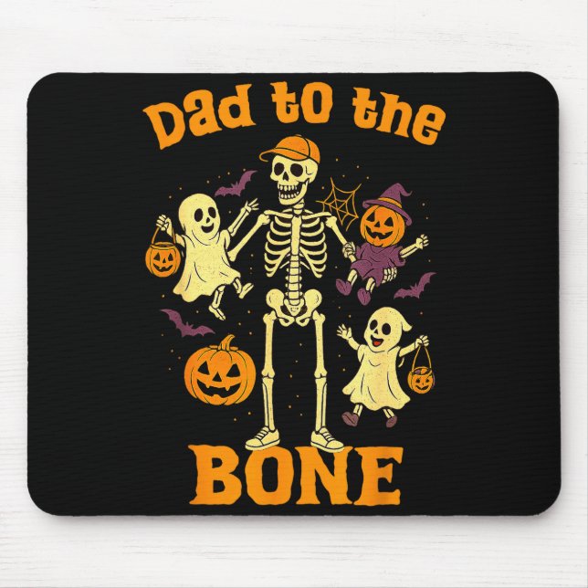 Funny Dad To The Bone Skeleton With Kids Halloween Mousepad (Vorne)