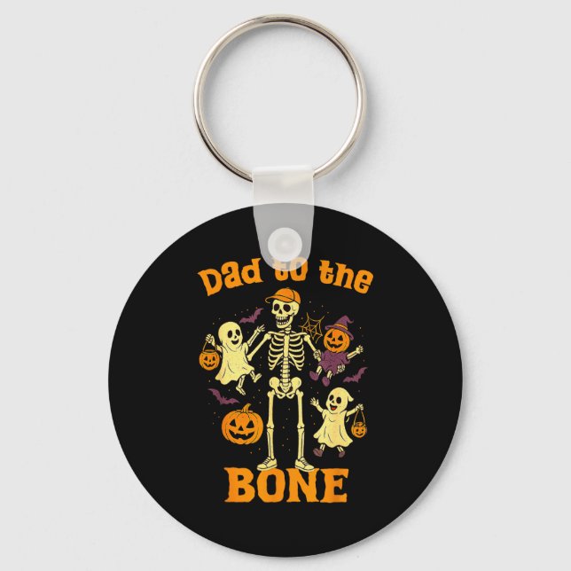 Funny Dad To The Bone Skeleton With Kids Halloween Schlüsselanhänger (Vorderseite)
