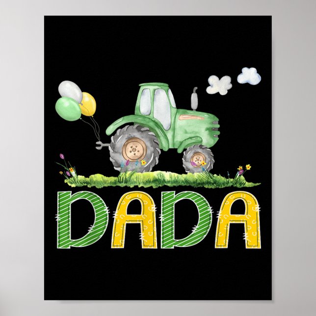 Funny Dada Birthday Boy Tractor Farm Truck Matchin Poster (Vorne)