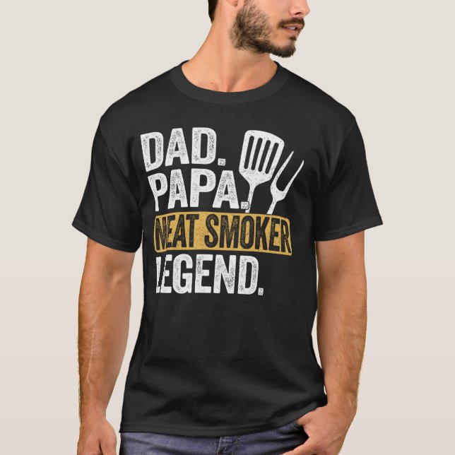 Funny Daddy Papa Meat Smoker Legend Cool Retro T-Shirt (Vorderseite)