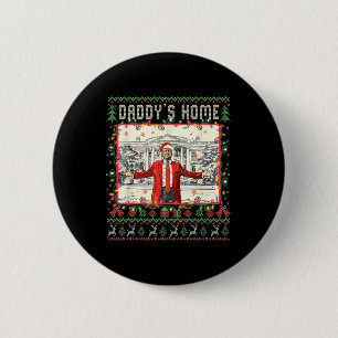 Funny Daddys Zuhause Trump Ugly Christmas Sweater Button