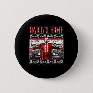 Funny Daddys Zuhause Trump Ugly Christmas Sweater Button