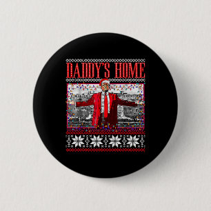 Funny Daddys Zuhause Trump Ugly Christmas Sweater Button