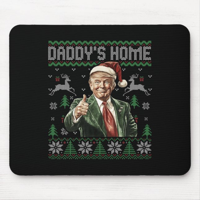 Funny Daddys Zuhause Trump Ugly Christmas Sweater  Mousepad (Vorne)