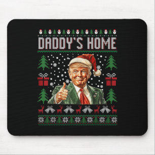 Funny Daddys Zuhause Trump Ugly Christmas Sweater  Mousepad