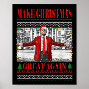 Funny Daddys Zuhause Trump Ugly Christmas Sweater Poster